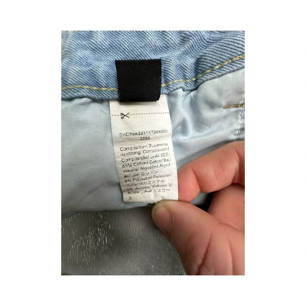 SHEIN Shorts Women 30 Light Blue Acid Wash High Waist Denim Mom Style Casual